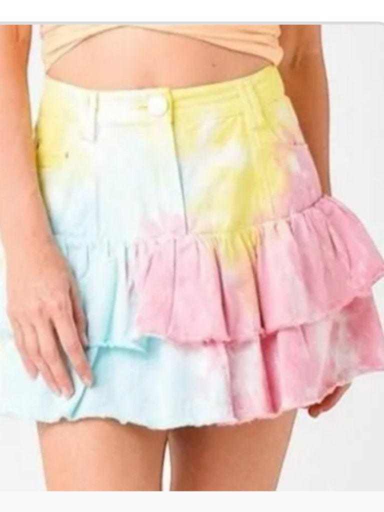 Loveshackfancy Landen Rainbow Radial Tie Dye Skirt Size 8